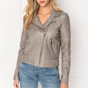 LaMarque Jacket Marila Moto Zip in Gravel Grey Leather